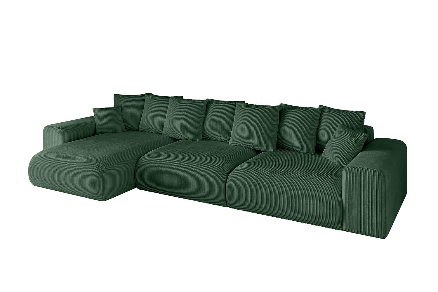 ALTDECOR ROHOVÁ SEDACÍ SOUPRAVA s otomanem vlevo ESKAR-L2 364x176x72 zelený manšestr