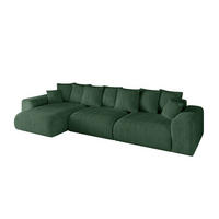 ECKSOFA Ottomane links ESKAR-L 364x176x84 Grün Cord - Schwarz/Grün, Holzwerkstoff/Kunststoff (364/176cm) - ALTDECOR