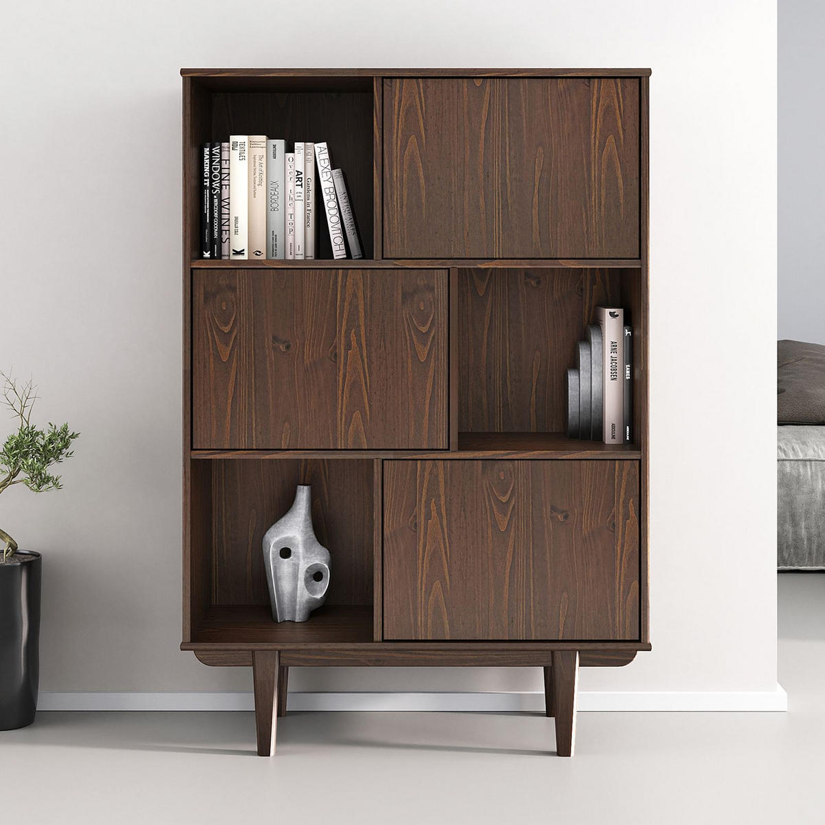 HIGHBOARD SIMONA - Nussbaumfarben, Holz (95/139/37cm) - IDIMEX