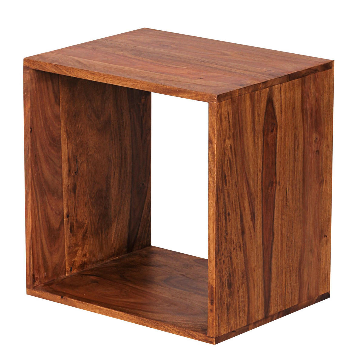 BEISTELLTISCH Massivholz Regalform Cube NAKO, Braun 43x33x43 cm - Braun, Holz (33/43/43cm) - KADIMA DESIGN