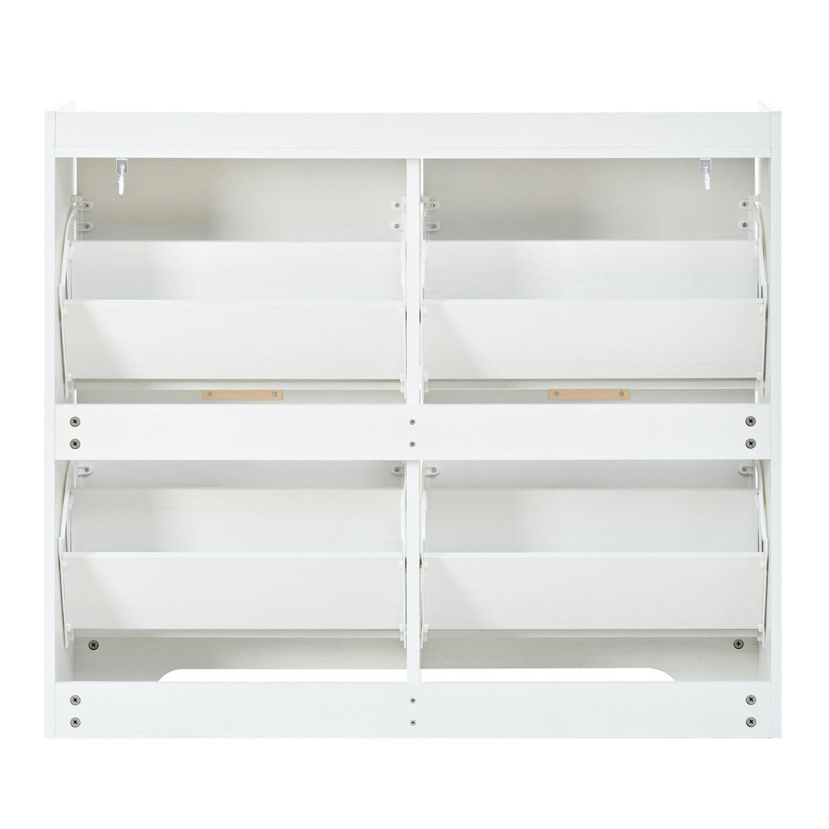 SCHUHSCHRANK 105/24/90 cm aus MDF mit 4 Klappfächern und Ablagefläche, 3D-Strukturfront, Weiß - Weiß, Holzwerkstoff (105/90/24cm) - Redom