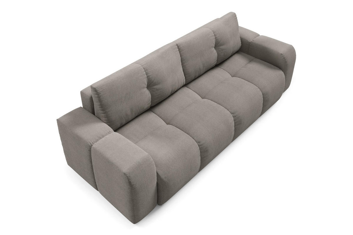 BETTSOFA DUCA Grau Jersey- Stoff mit Schlaffunktion - Grau, Holz (259/90/99cm) - MASSENO