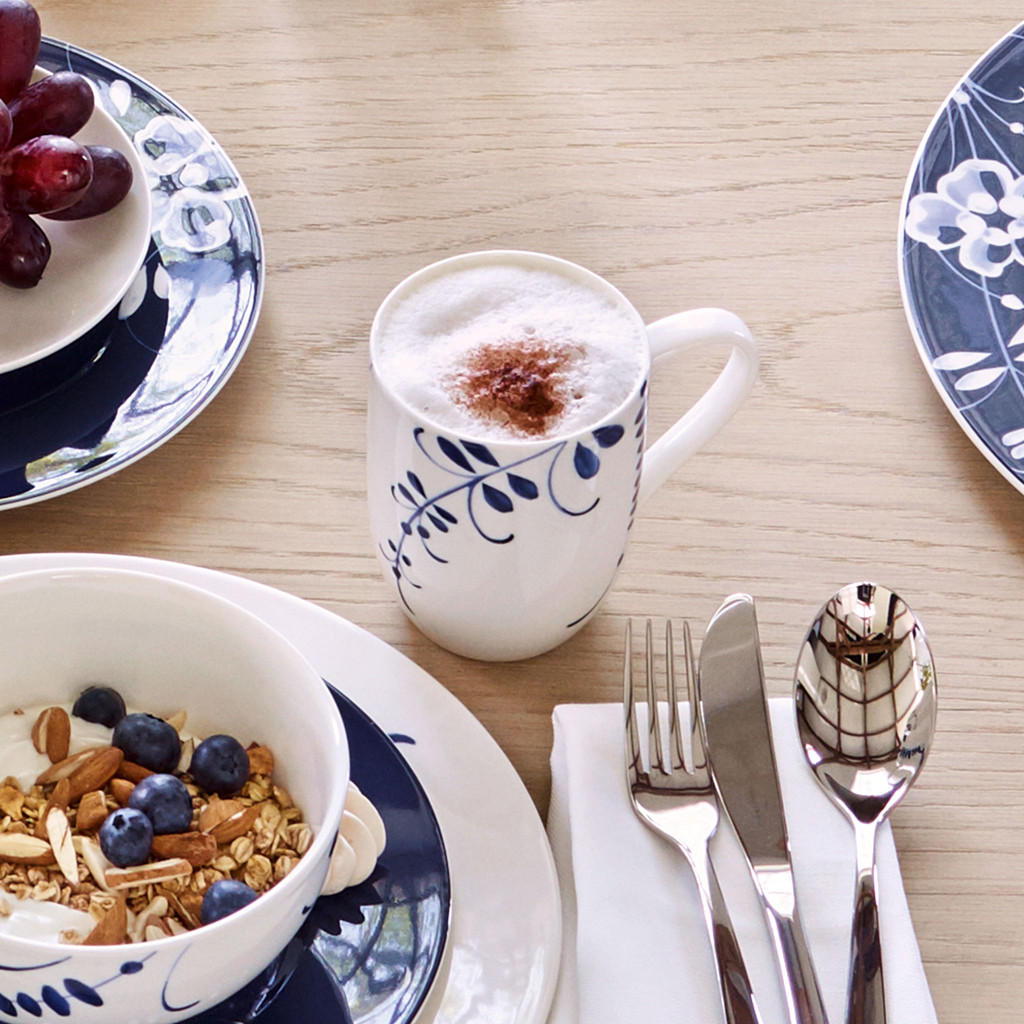 BECHER MIT HENKEL Vieux Luxembourg Brindille weiß-blau 370 ml 6er Set - Blau/Weiß, Keramik (0.37L) - Villeroy & Boch