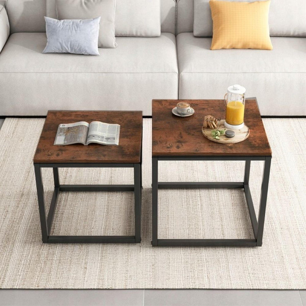 COUCHTISCH 2er-Set, braun, 50/50/50,5 cm und 45/45/45,5 cm - Braun, Holzwerkstoff (50/50/50.5cm)
