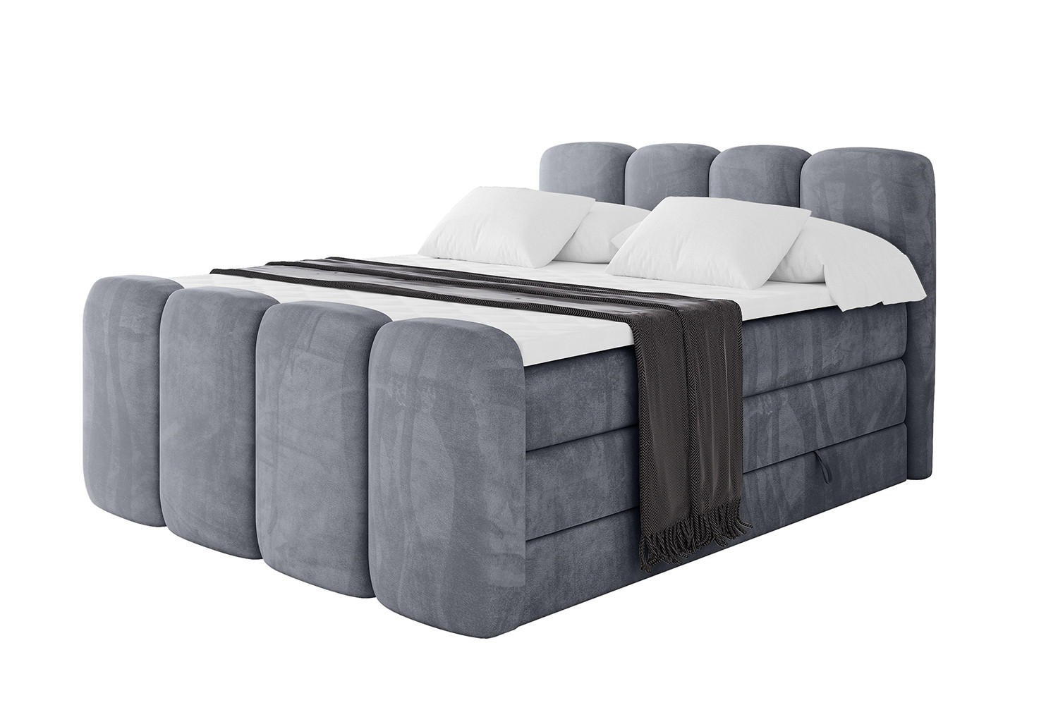 BOXBETT mit Matratze H3|H4 und Lattenrost - NINA-Z KING - 200x200 cm Casablanca - Grau - Anthrazit, Holzwerkstoff (200/200cm)