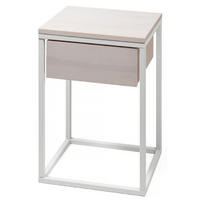 NACHTTISCH Woody, weiße Birke und weißes Metall, 35/40/57 cm - Weiß, Holz (40/57/35cm) - WOODEK