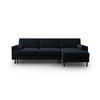 AUSKLAPPBARES-ECKSOFA rechts mit Container Scott aus Samt dunkelblau 5 Sitzplätze - Dunkelblau, Textil (142/212cm) - Micadoni