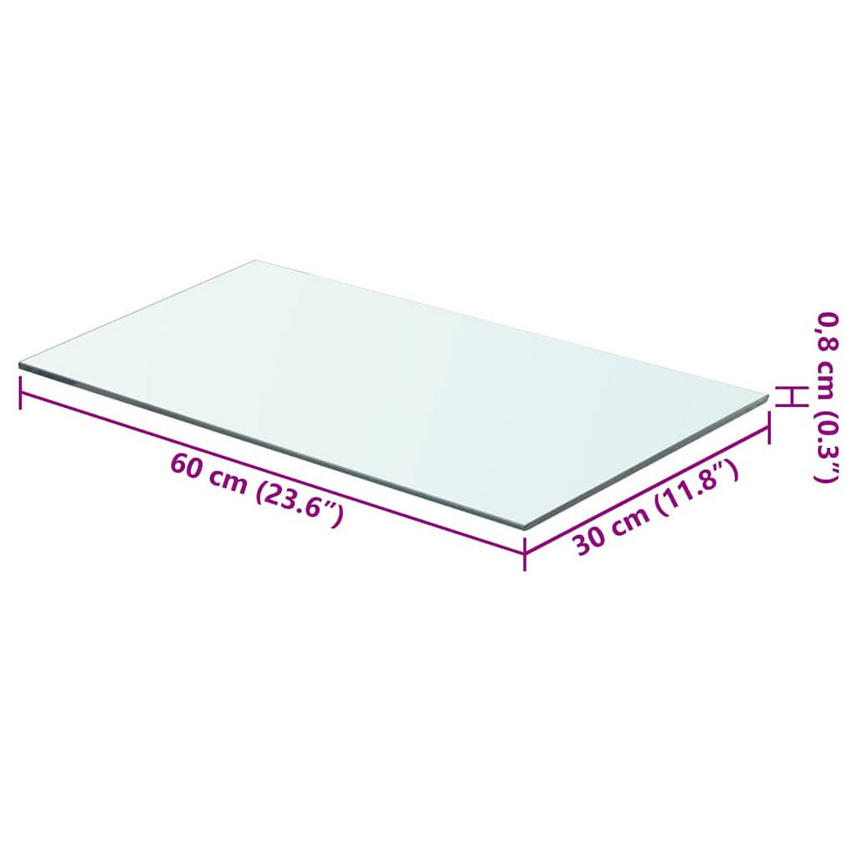 WANDBOARD, 60/30 cm, aus Glas, Transparent - Transparent, Glas (60/0.8/30cm) - vidaXL
