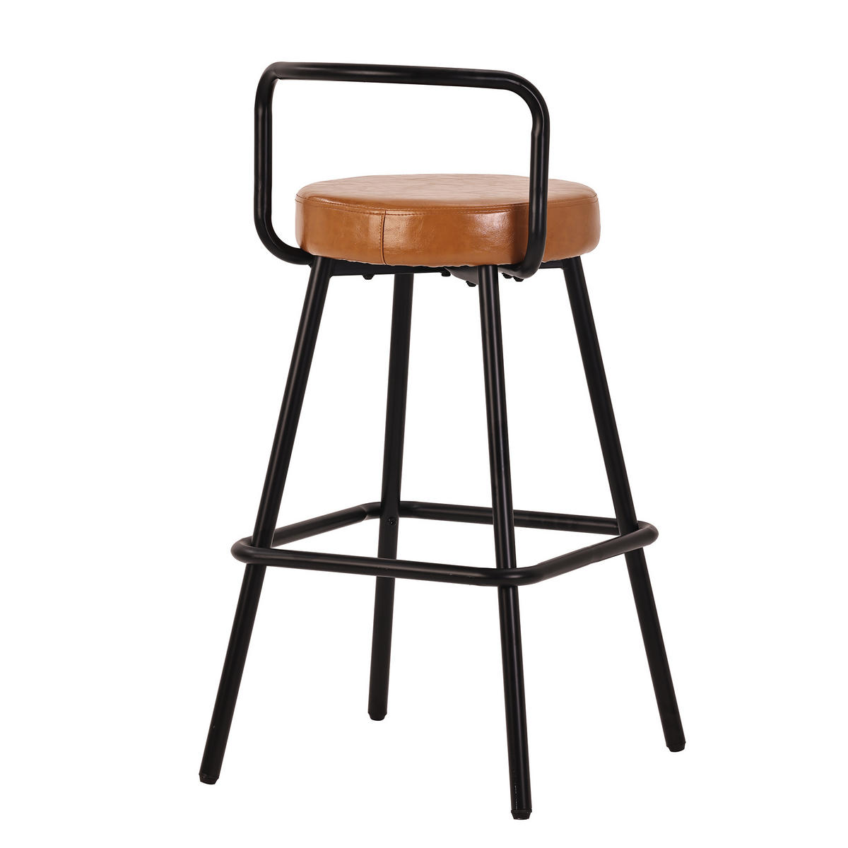BARHOCKER 6-Tlg Ergonomisch, PU Leder, Eisenbeine, Braun - Braun, Metall (37/90.5/37cm) - FLIEKS