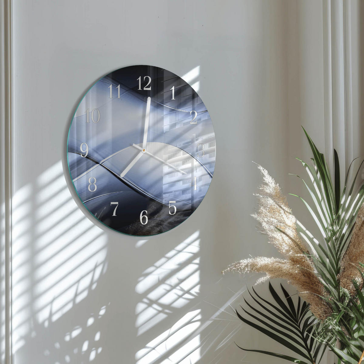 WANDUHR fi30 cm - Abstraktion - Blau, Glas (30/30/0.4cm) - TULUP