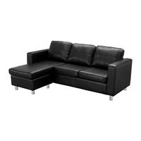 ECKSOFA - Kunstleder - Schwarz - ACKLEY - Schwarz, Leder (133/196cm) - Vente-Unique