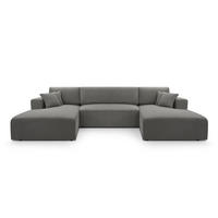 WOHNLANDSCHAFT PULA-U CORD GRAU mit Schlaffunktion - Grau, Textil (364/84/187cm) - Luxkor24