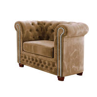CHESTERFIELD-SESSEL Lauren Beige Samt - Beige/Braun, Holz/Textil (94/72/86cm) - S-Style Möbel