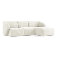 ECKSOFA Rechts Chenille Stoff Weiß - Schwarz/Weiß, Holzwerkstoff/Kunststoff (248/166cm) - Makamii