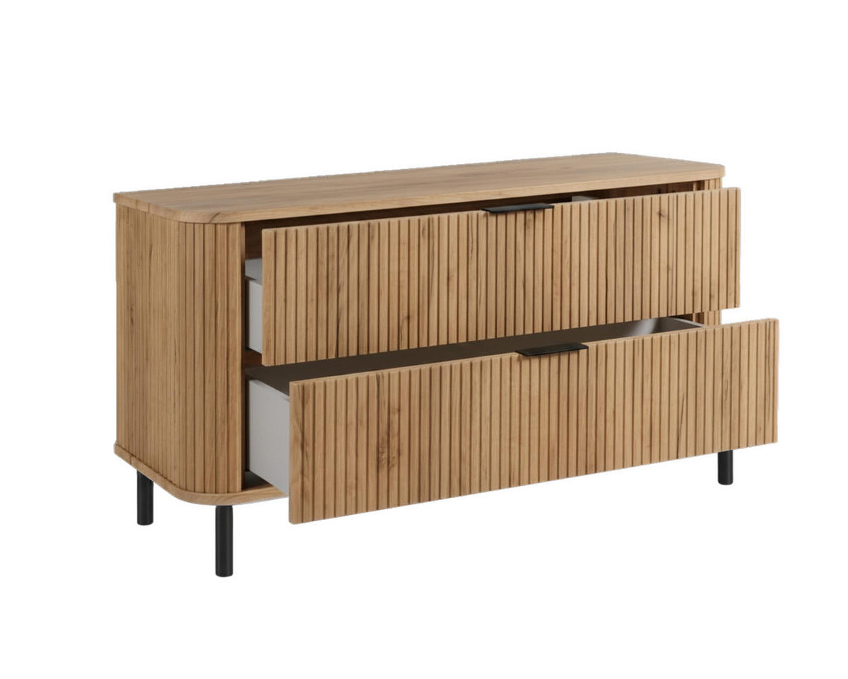 BADEZIMMERSCHRANK : Farbe Eiche Craft, Griff schwarz, Füße schwarz, 120 x 41,5 x 66,7 cm - Eichefarben/Schwarz, Holzwerkstoff (120/66.7/41.5cm) - 3XE LIVING