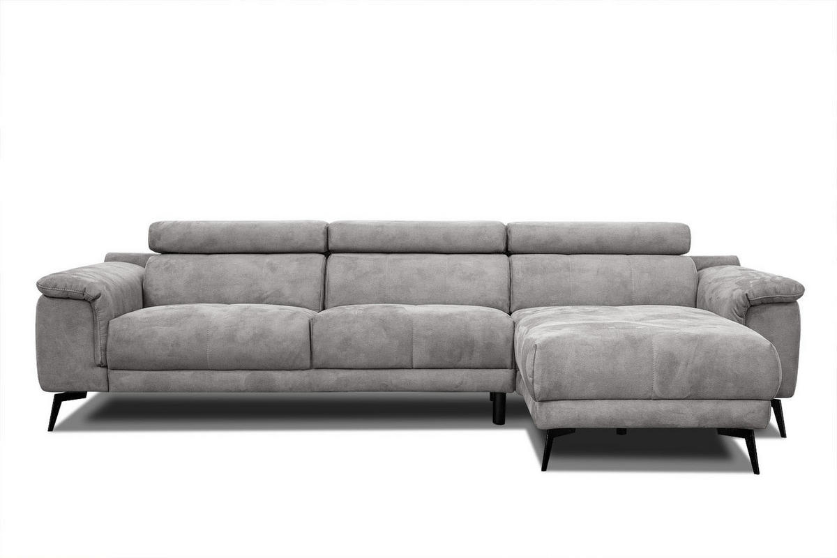 ECKSOFA FIERO 4-Sitzer, hellgrau - Hellgrau/Schwarz, Holzwerkstoff/Textil (288/170cm) - Courtois Laville