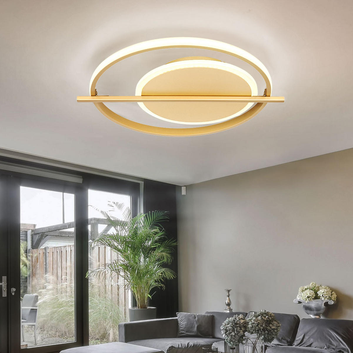 LED DECKENLEUCHTE Metall Goldfarben - Goldfarben, Metall (40/36/5cm) - Globo Lighting