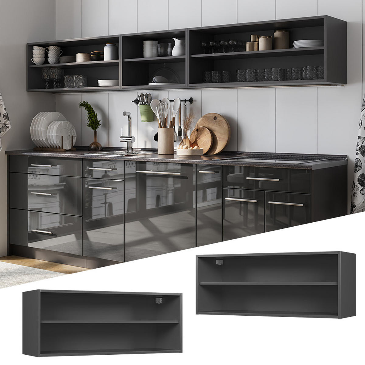 HÄNGESCHRANK Fame-Line, Anthrazit/Anthrazit, 100 cm - Anthrazit, Holzwerkstoff (100/40/32.5cm) - Vicco