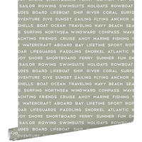 TAPETE maritime Strandtexte 53 cm x 10.05 m - Grün, Papier (53/0.1cm) - ESTAhome