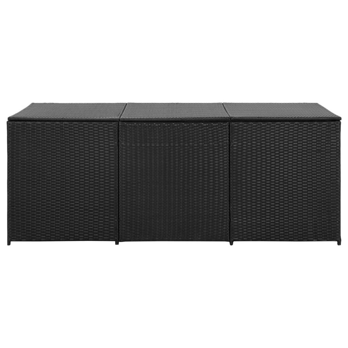 GARTENBOX Poly Rattan 180x90x70 cm Schwarz - Schwarz, Holz (180/70/90cm) - furnicato