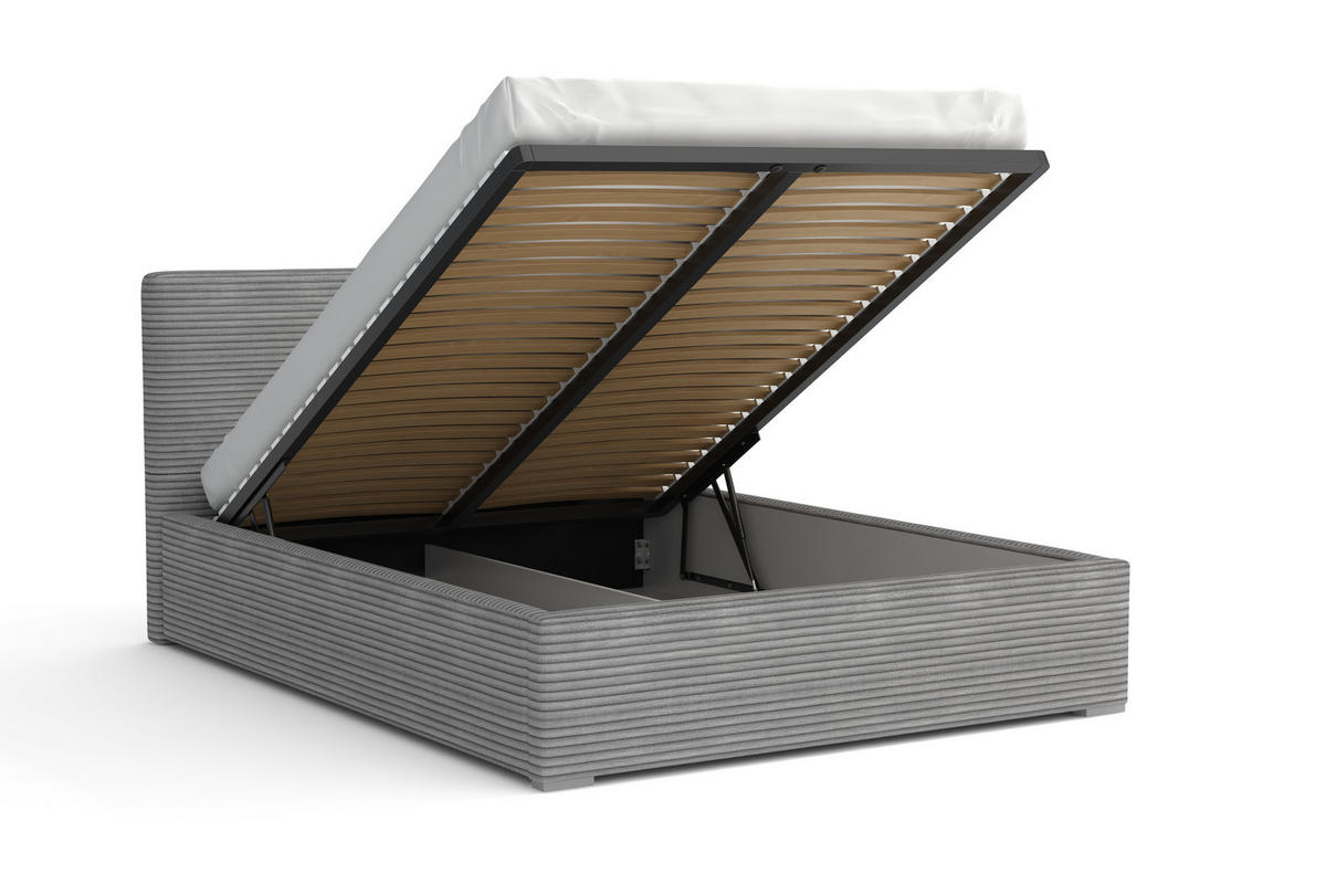 POLSTERBETT SVEN 160/200 in Cord Anthrazit - Anthrazit, Holz/Holzwerkstoff (160/200cm) - Deine Möbel 24