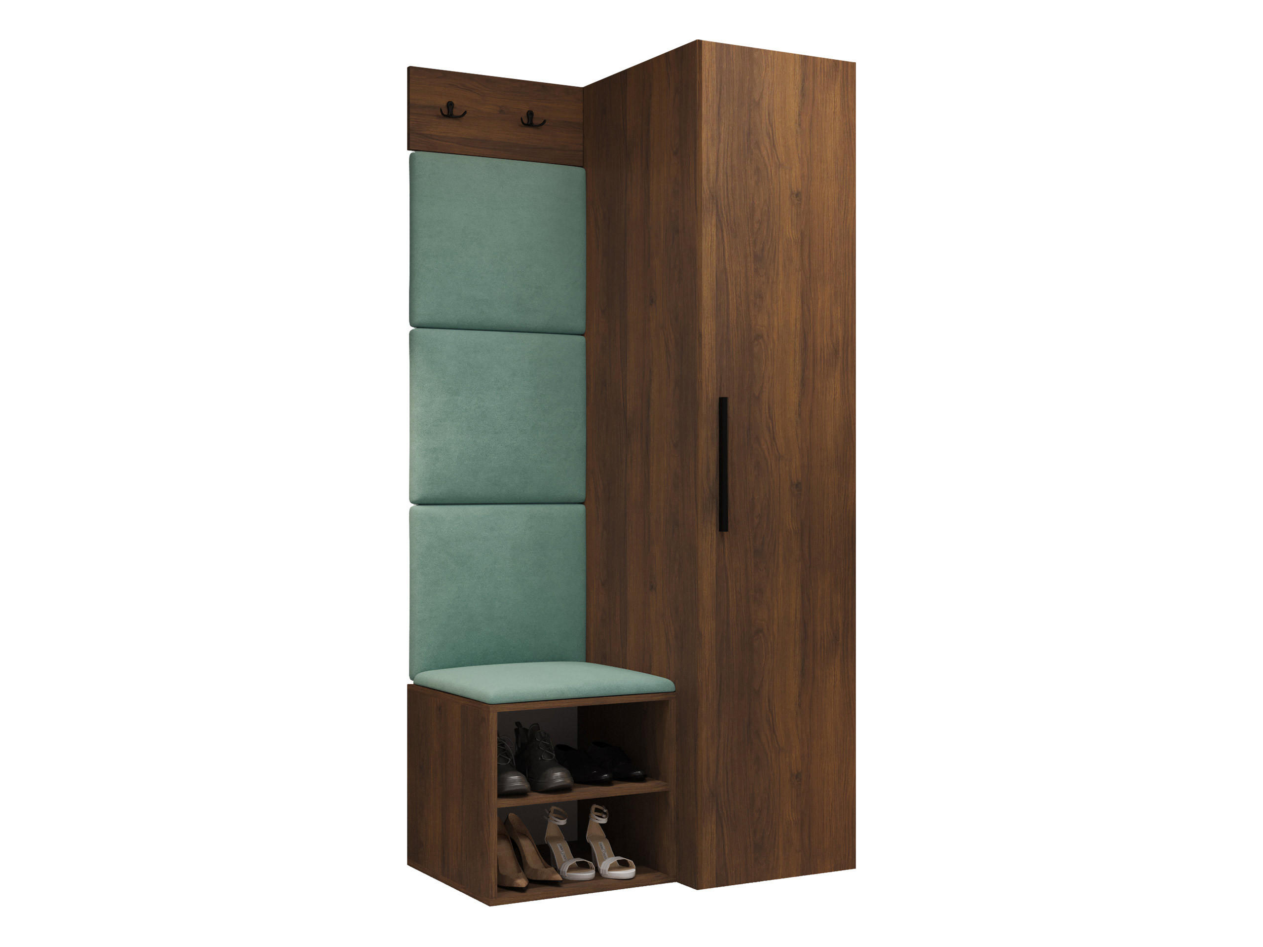 GARDEROBEN-SET Medi III - Nussbaumfarben/Schwarz, Holzwerkstoff/Kunststoff (40/191/50cm) - MIRJAN24