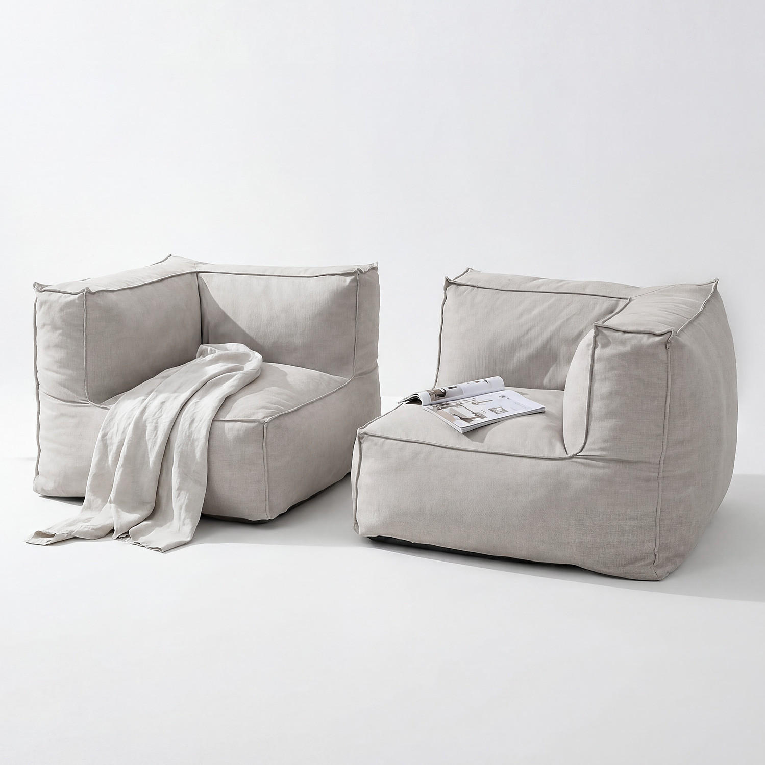 LOUNGESOFA - 2-teilig - Olefin - Beige - Beige, Textil (1/1/1cm) - home24