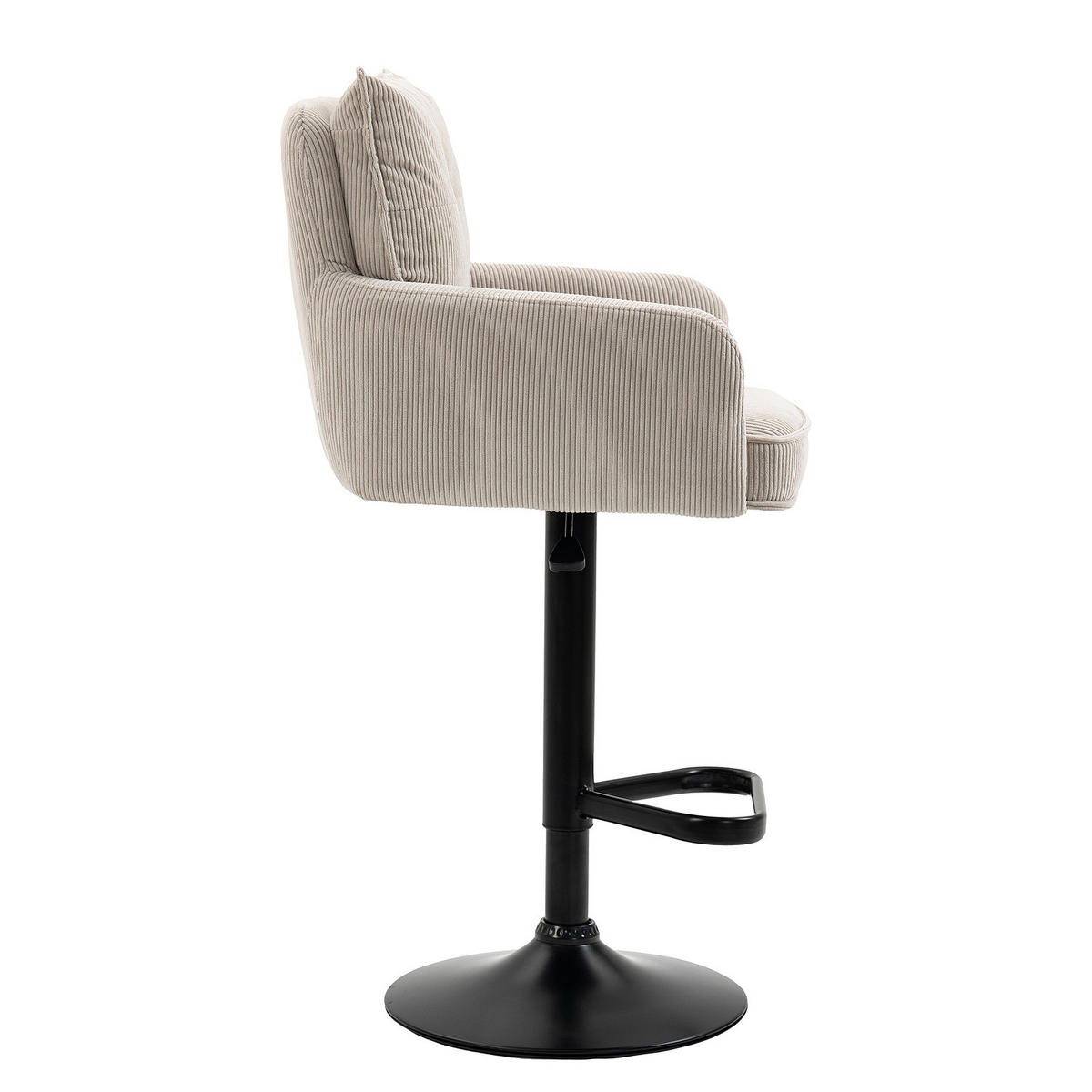 BARSTUHL - 2er-Set - Höhenverstellbar - Cord / Eisen - Beige, Textil/Metall (54/98/58cm) - home24