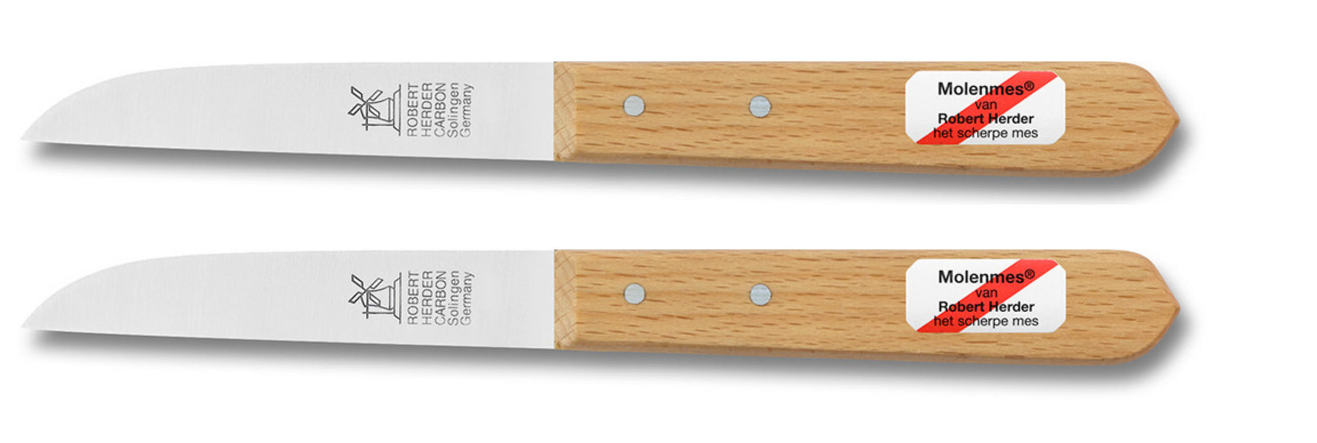 MÜHLENMESSER Rostfähiges Holz 92 mm - 2 Stücke - Braun, Metall (19cm)