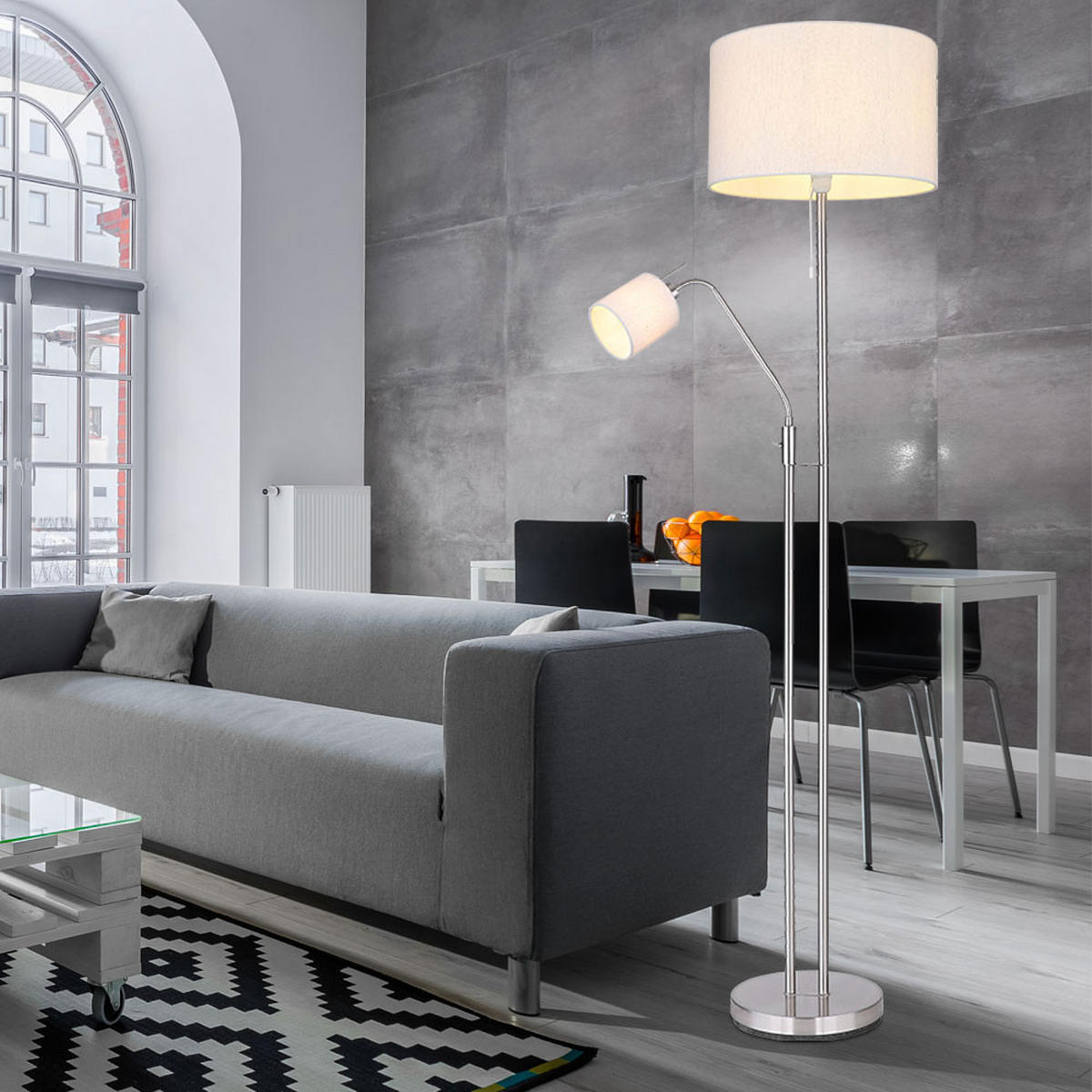 LED STEHLEUCHTE AVA Textil Beige - Beige, Metall (40/40/175cm) - Globo Lighting