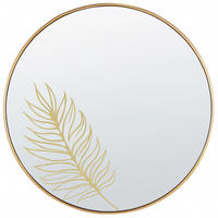 WANDSPIEGEL gold Blattmuster 57 cm Sauvie - Goldfarben, Holzwerkstoff (57/57/3cm) - Beliani