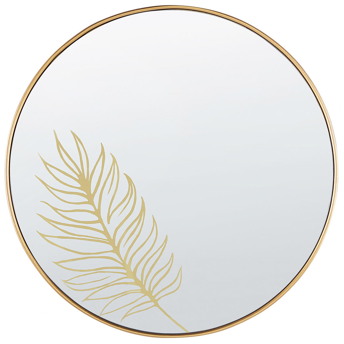 WANDSPIEGEL gold Blattmuster 57 cm Sauvie - Goldfarben, Holzwerkstoff (57/57/3cm) - Beliani