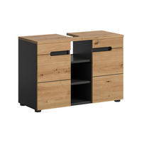 WASCHBECKENUNTERSCHRANK Canu Bad in Basalt grau Nb. und Artisan Nb. B/H/T: 80x55x34 cm - Grau, Holzwerkstoff (80/55/34cm)