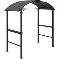 GRILOVACÍ altán ze oceli 233x110x235 cm tmavě šedý s dvojitou střechou, policemi a háčky - tmavě šedá, kov (233/235/110cm) - Modfu