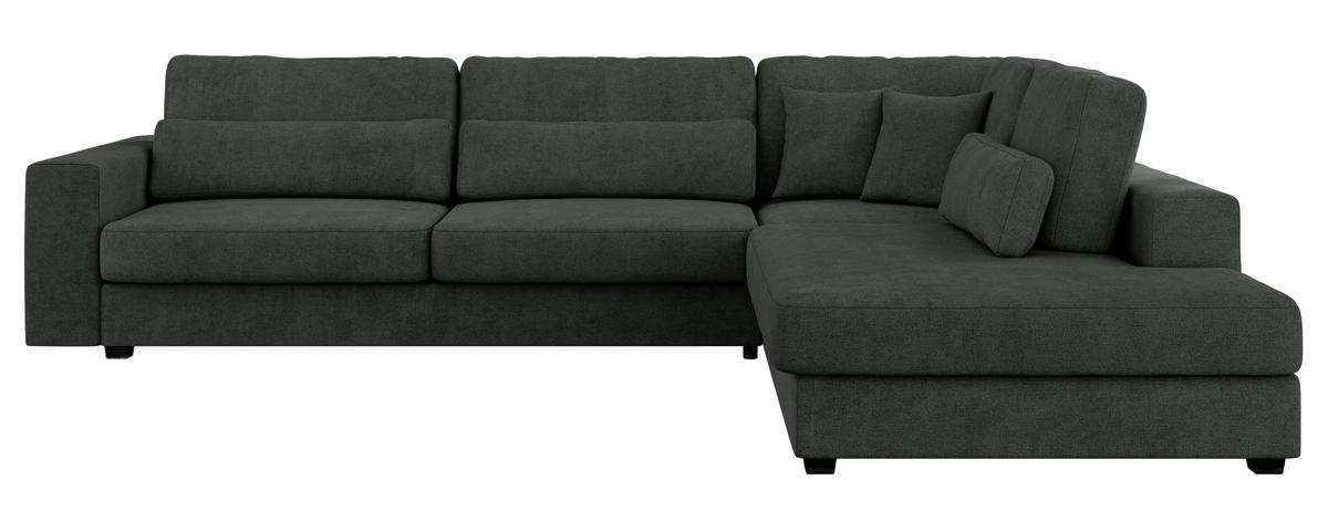 ECKSOFA Savona Dunkelgrau Strukture - rechts - Dunkelgrau/Schwarz, Kunststoff/Textil (249/316cm) - MKS