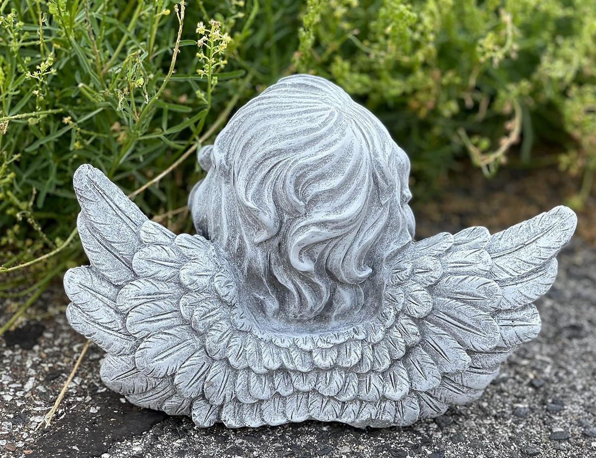 STEINFIGUR Engel Büste groß Steinguss frostfest - Grau, Stein (24/15/15cm) - stoneandstyle