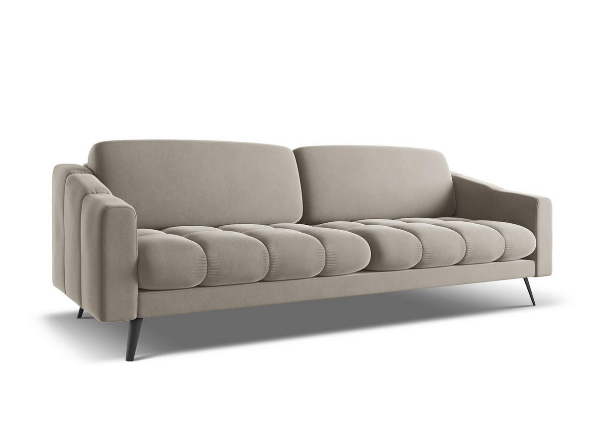 4-SITZER-SOFA Samt Stoff Grau - Taupe/Schwarz, Textil/Metall (238/80/95cm) - Makamii