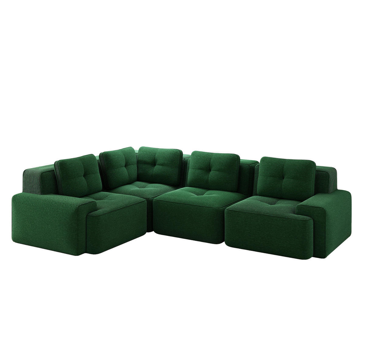 ECKSOFA 295/206/69 cm grün aus Cordstoff modular und montagefrei - Grün, Textil (206/295cm) - OKWISH