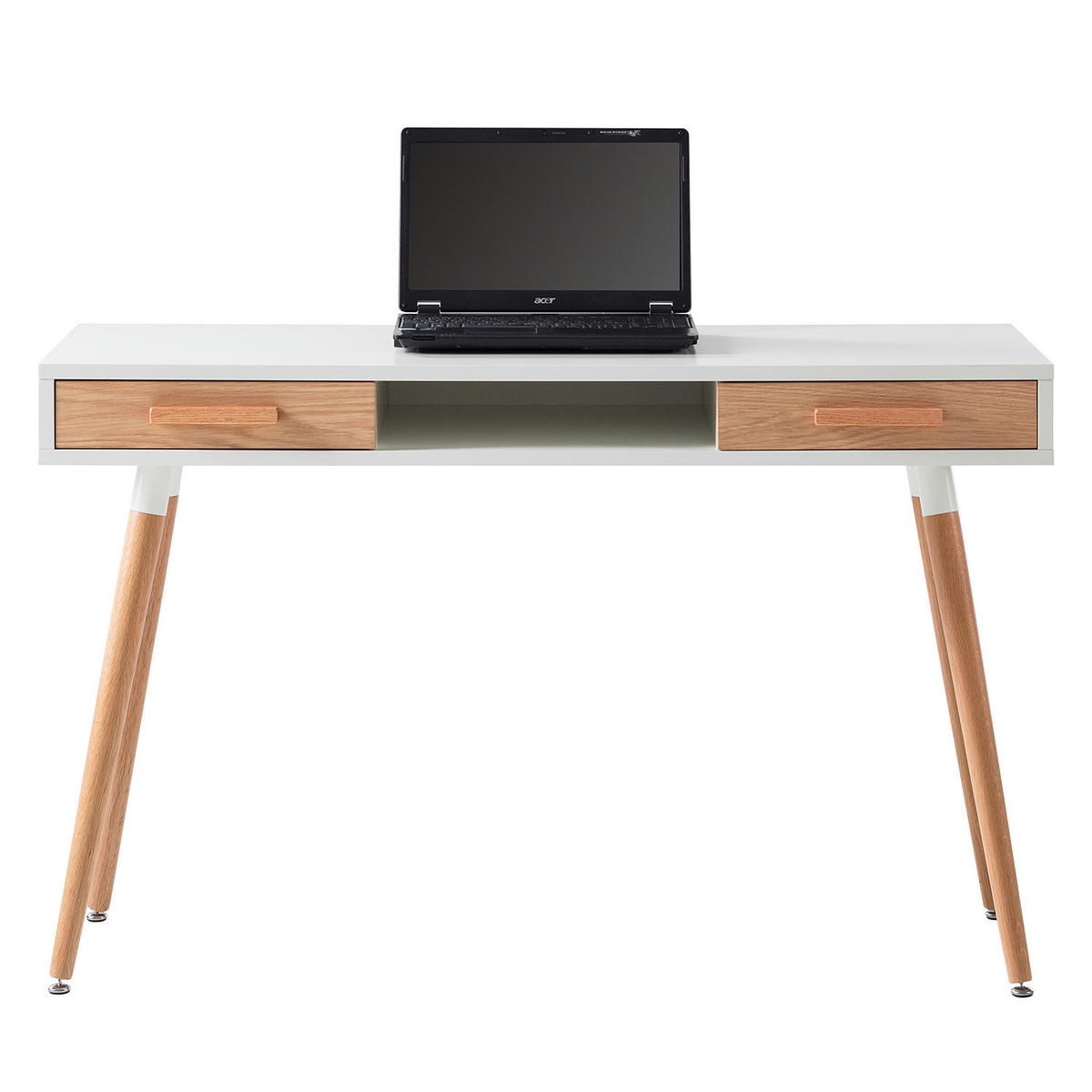 SCHREIBTISCH - Eiche teilmassiv - Weiß / Eiche - Braun/Weiß, Holz/Holzwerkstoff (45/120/75cm) - home24