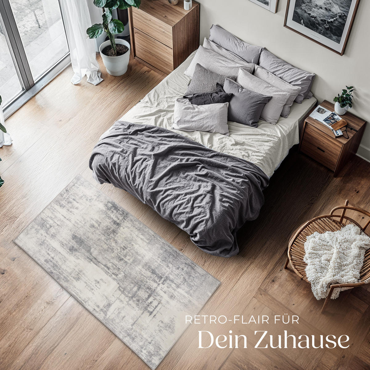 TEPPICH Vintage Design Nadira,rutschfeste Unterseite,beige/grau - Beige/Grau, Kunststoff (80/150cm) - tectake