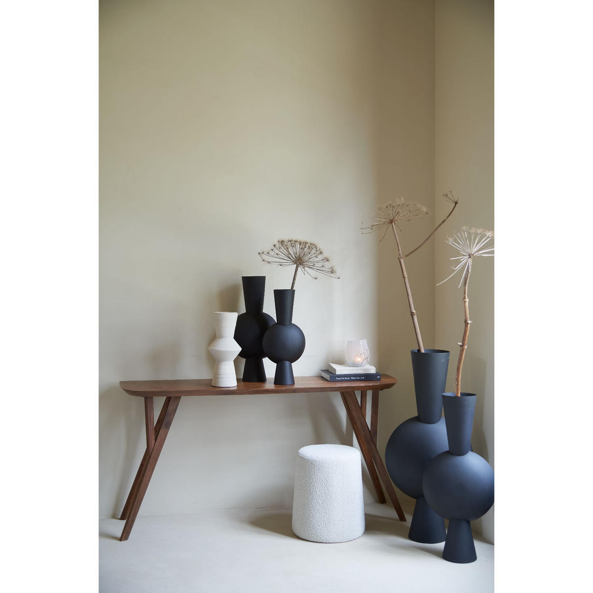 VASE Kavandu Schwarz 31/20/60 cm - Schwarz, Metall (61.5cm) - Light & Living