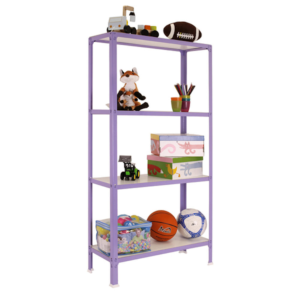 WOHNREGAL LIVING KOALA WOOD mit 4 Fachböden | HxBxT 160x100x30cm | Fachlast 150kg | Lila/Weiß - Lila, Metall (100/160/30cm) - PROREGAL