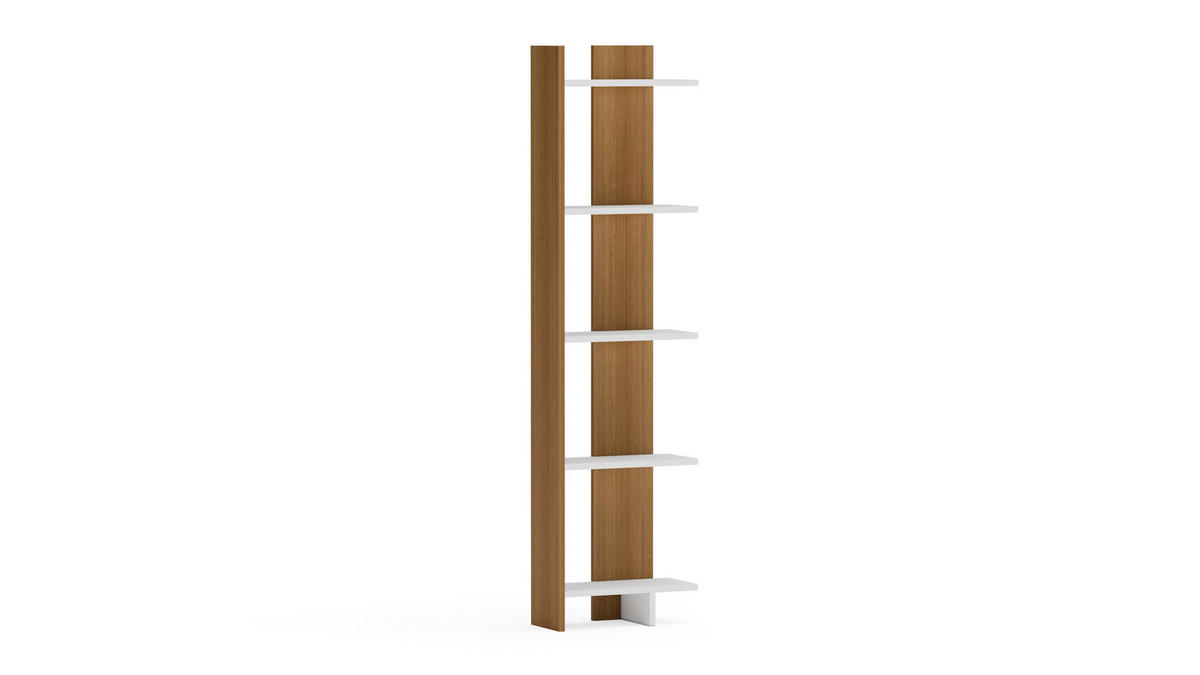 ECKREGAL Alis Weiß Teak - Weiß/Teakfarben, Holzwerkstoff (45/180/21.6cm) - Decorotika