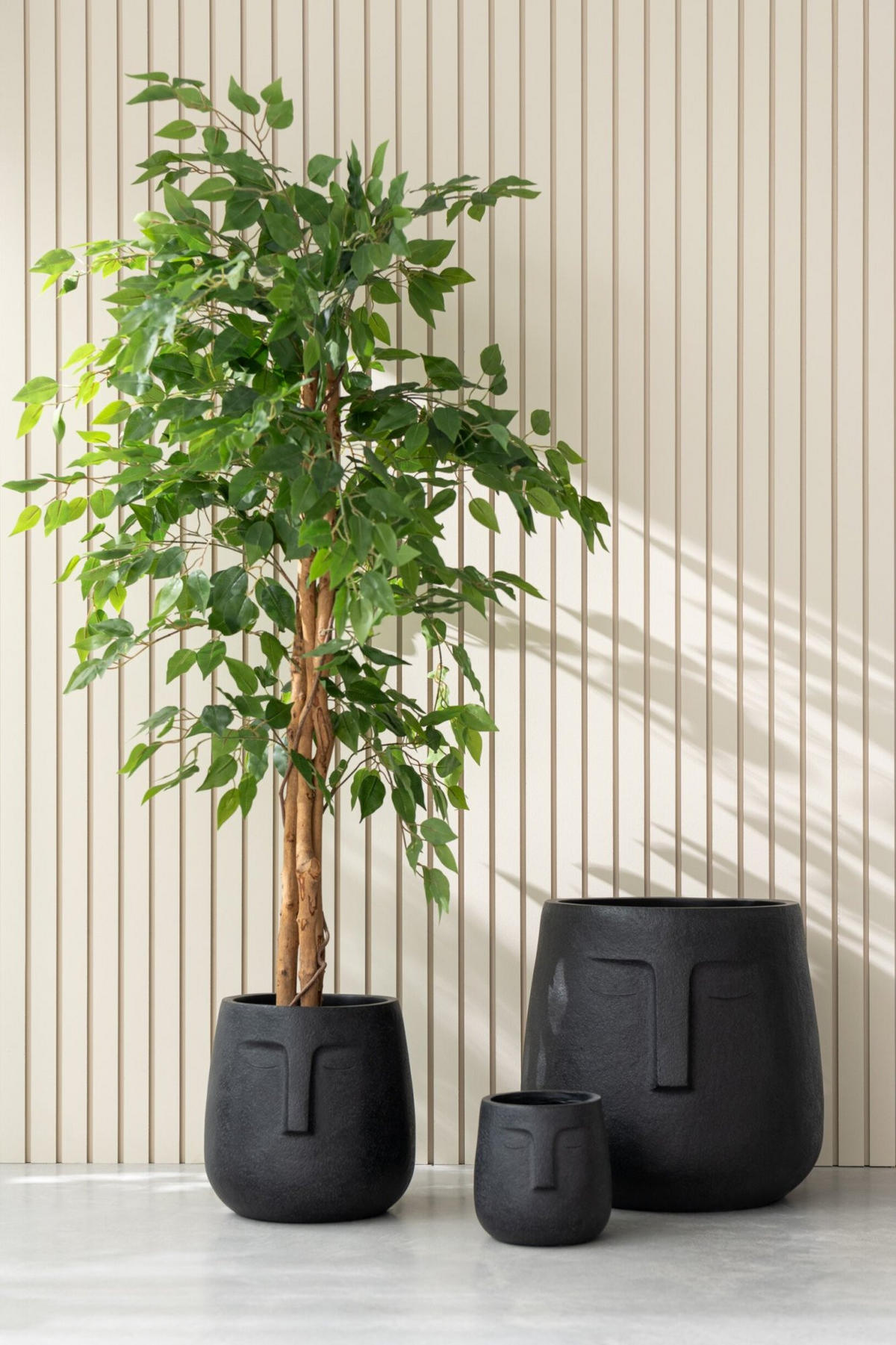 BLUMENTÖPFE MOAI - Töpferei - Schwarz - 3er set - Ø 44 cm - Schwarz, Keramik (44/42.5cm) - J-Line