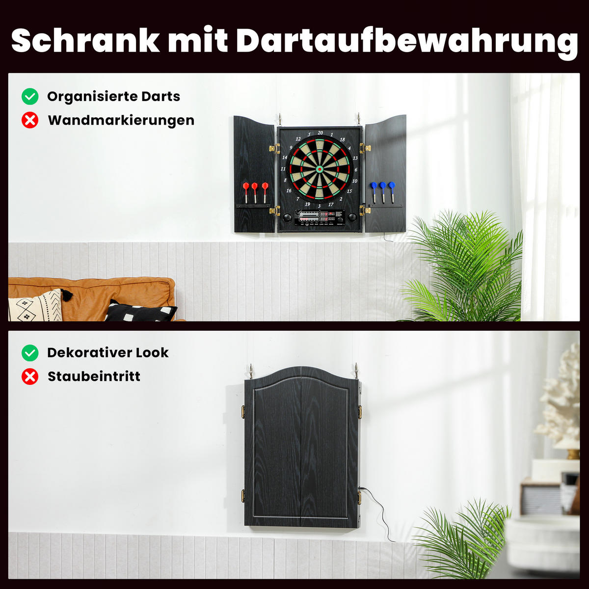 DARTSCHEIBE DE-10905 Holzoptik - Schwarz, Holzwerkstoff (65.5/96cm) - ComfortXL