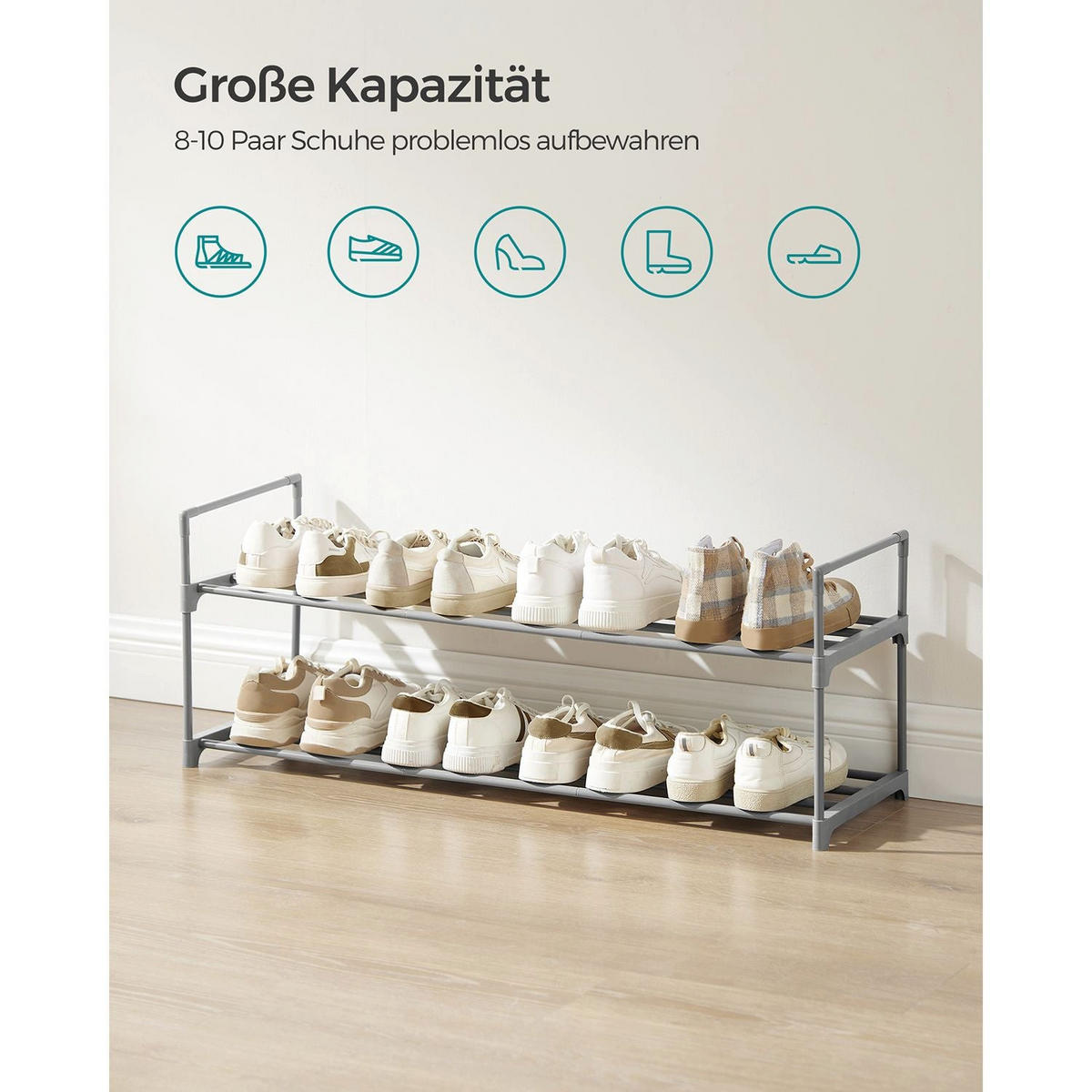 SCHUHREGAL LUSAKA - Grau, Kunststoff (92/34/30cm) - Hansiro