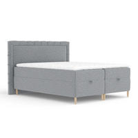 BOXBETT Voyage Grau 140/200 cm mit Matratze und Topper - Naturfarben/Grau, Holz/Holzwerkstoff (140/200cm) - Maison de Reve