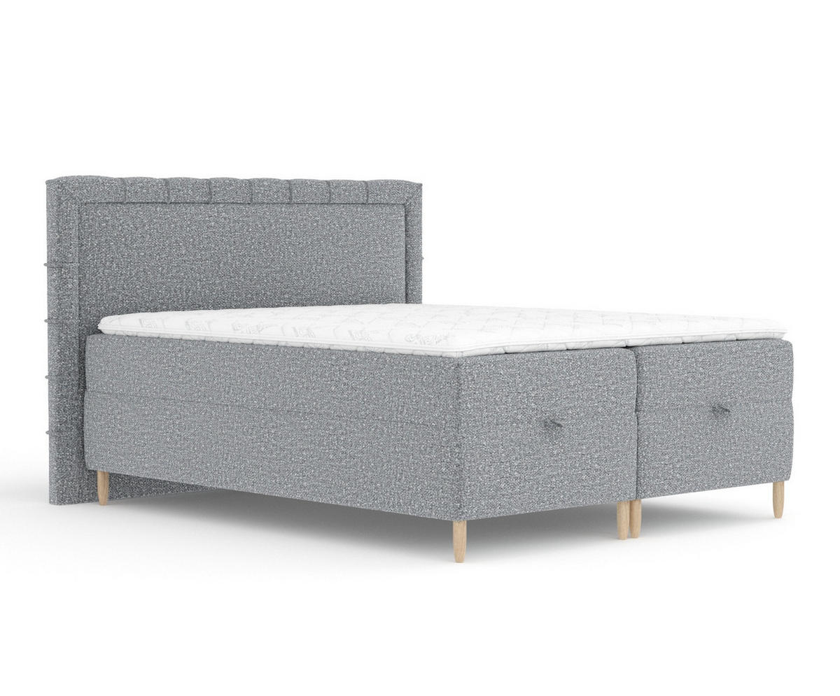 BOXBETT Voyage Grau 140/200 cm mit Matratze und Topper - Naturfarben/Grau, Holz/Holzwerkstoff (140/200cm) - Maison de Reve