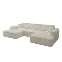 WOHNLANDSCHAFT IREA-U1-v3 - 303x171x79 cm Hellgrau - Ecru, Holzwerkstoff/Textil (303/79/171cm) - ALTDECOR