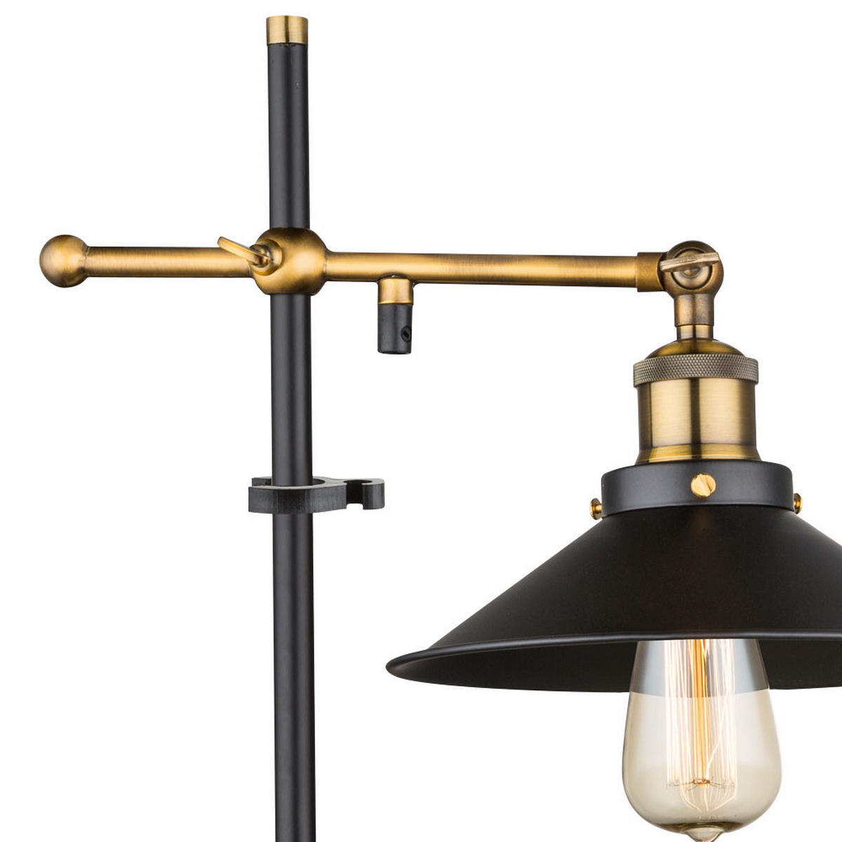 TISCHLEUCHTE LENIUS Schwarz Altmessing - Schwarz, Metall (35/22/45.5cm) - Globo Lighting